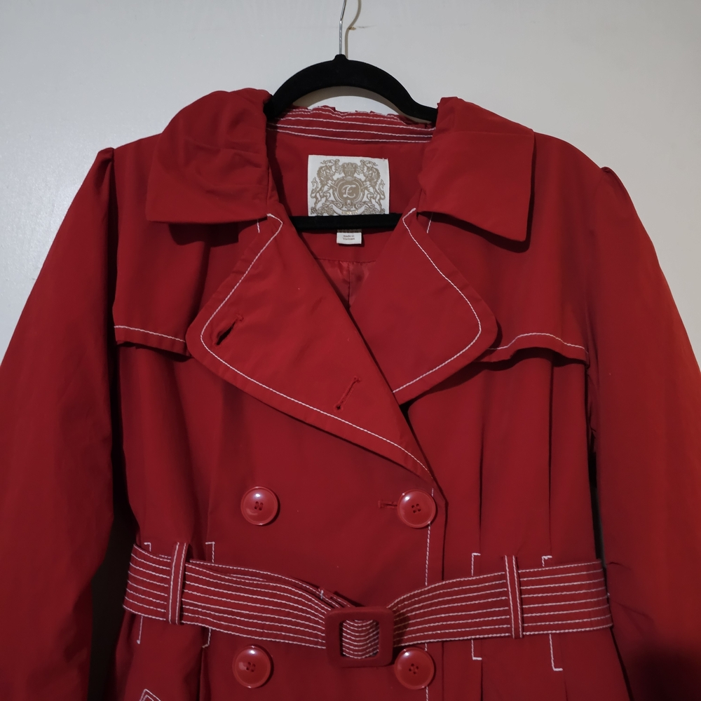 Esprit Vibrant Red Trench Coat with Belt - Picture 4 of 8